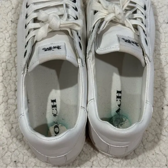 coach white leather sneakers size 8 women’s