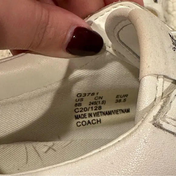 coach white leather sneakers size 8 women’s