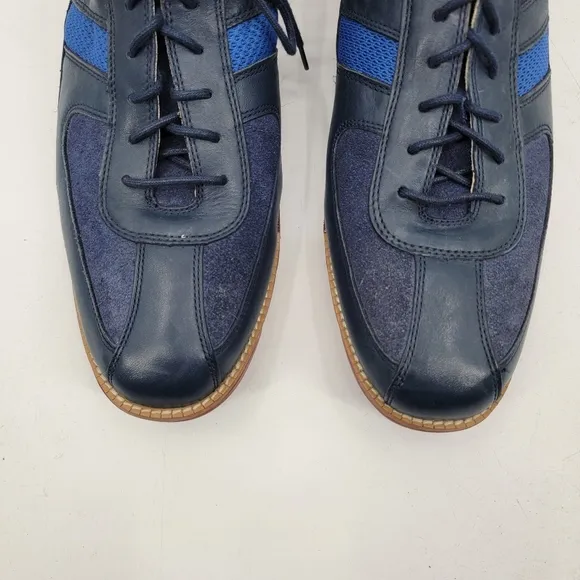 Cole Haan Grand OS Mens 10.5 Navy Blue Wool Leather Minimalist Casual Sneakers