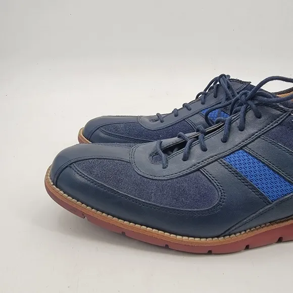 Cole Haan Grand OS Mens 10.5 Navy Blue Wool Leather Minimalist Casual Sneakers
