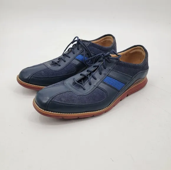 Cole Haan Grand OS Mens 10.5 Navy Blue Wool Leather Minimalist Casual Sneakers