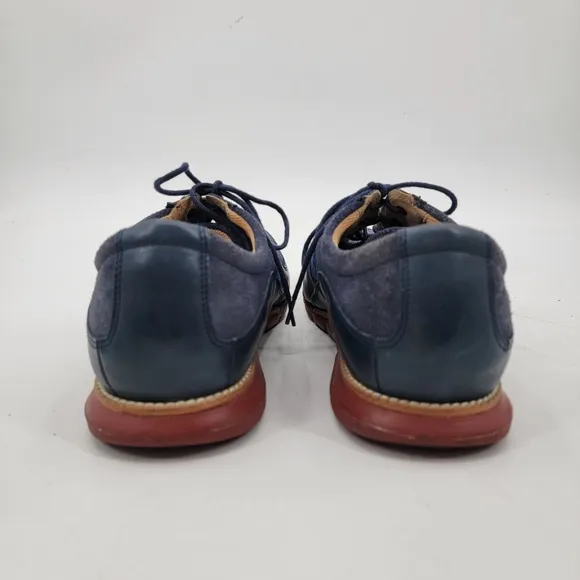 Cole Haan Grand OS Mens 10.5 Navy Blue Wool Leather Minimalist Casual Sneakers