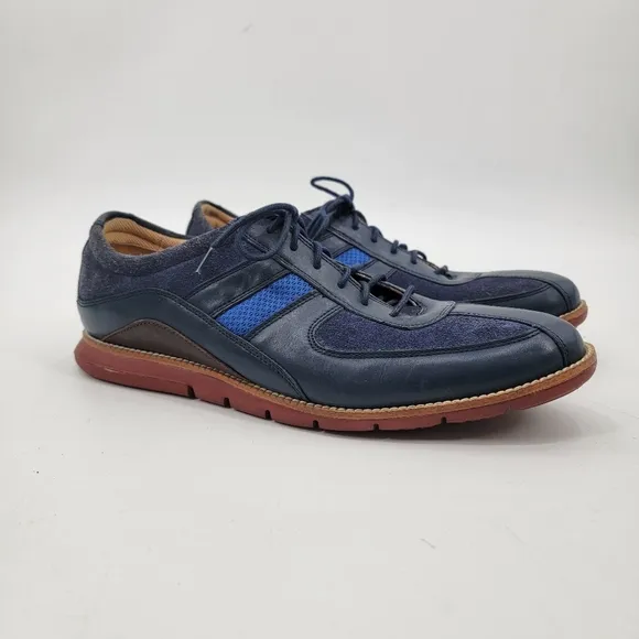 Cole Haan Grand OS Mens 10.5 Navy Blue Wool Leather Minimalist Casual Sneakers