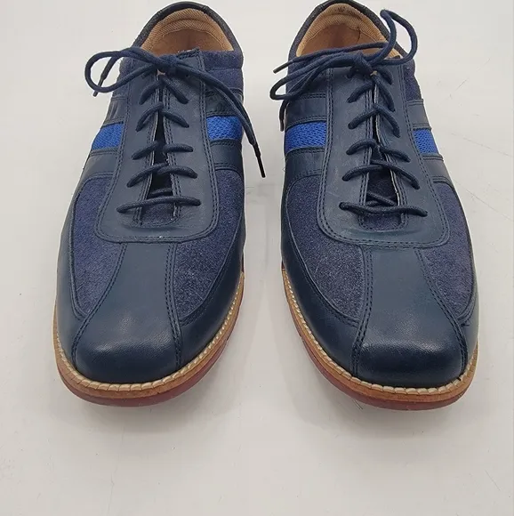 Cole Haan Grand OS Mens 10.5 Navy Blue Wool Leather Minimalist Casual Sneakers