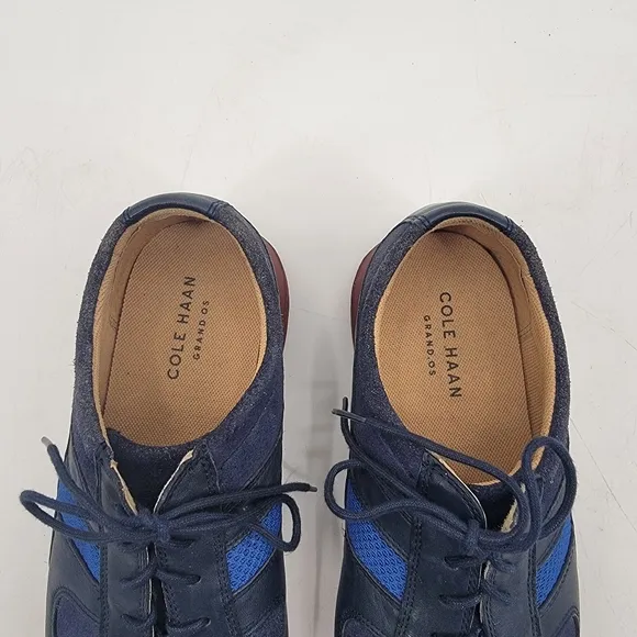 Cole Haan Grand OS Mens 10.5 Navy Blue Wool Leather Minimalist Casual Sneakers