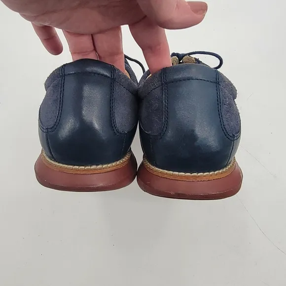 Cole Haan Grand OS Mens 10.5 Navy Blue Wool Leather Minimalist Casual Sneakers