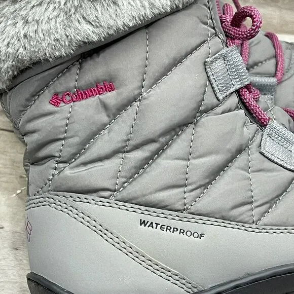 Columbia Youth Minx Shorty Waterproof Winter Boots Girls US 7 Gray