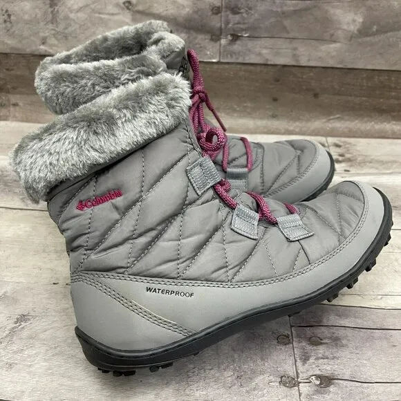 Columbia Youth Minx Shorty Waterproof Winter Boots Girls US 7 Gray
