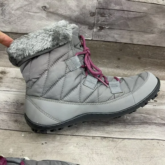 Columbia Youth Minx Shorty Waterproof Winter Boots Girls US 7 Gray