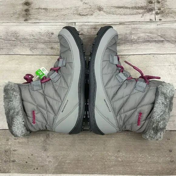 Columbia Youth Minx Shorty Waterproof Winter Boots Girls US 7 Gray