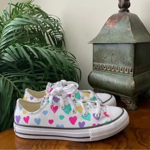 Converse Chuck Taylor All Star Hearts White Purple Multi Color Sneakers