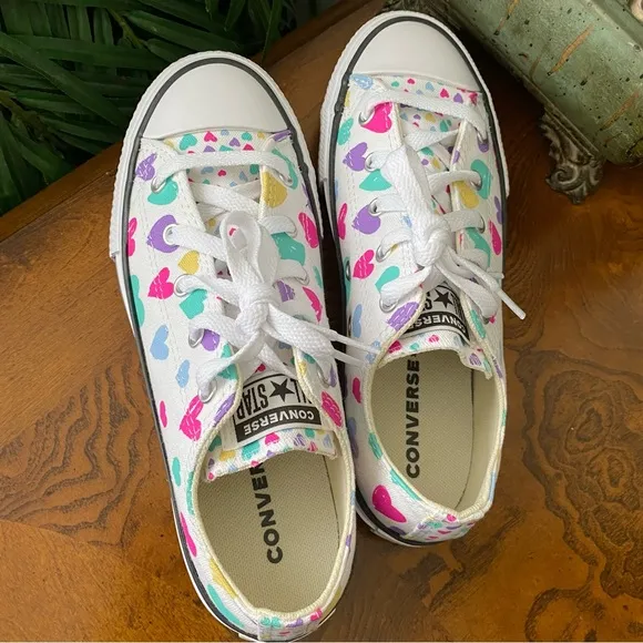 Converse Chuck Taylor All Star Hearts White Purple Multi Color Sneakers
