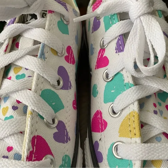 Converse Chuck Taylor All Star Hearts White Purple Multi Color Sneakers