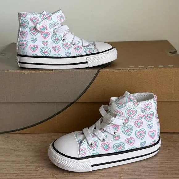 Converse Chuck Taylor Hi ‘Colorful Hearts’ Toddler Sneakers- SZ 7 C