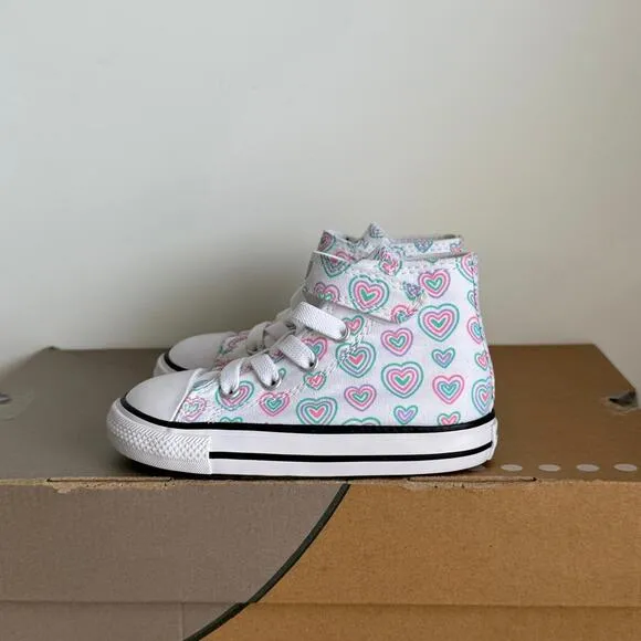 Converse Chuck Taylor Hi ‘Colorful Hearts’ Toddler Sneakers- SZ 7 C