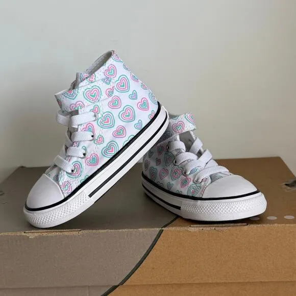 Converse Chuck Taylor Hi ‘Colorful Hearts’ Toddler Sneakers- SZ 7 C