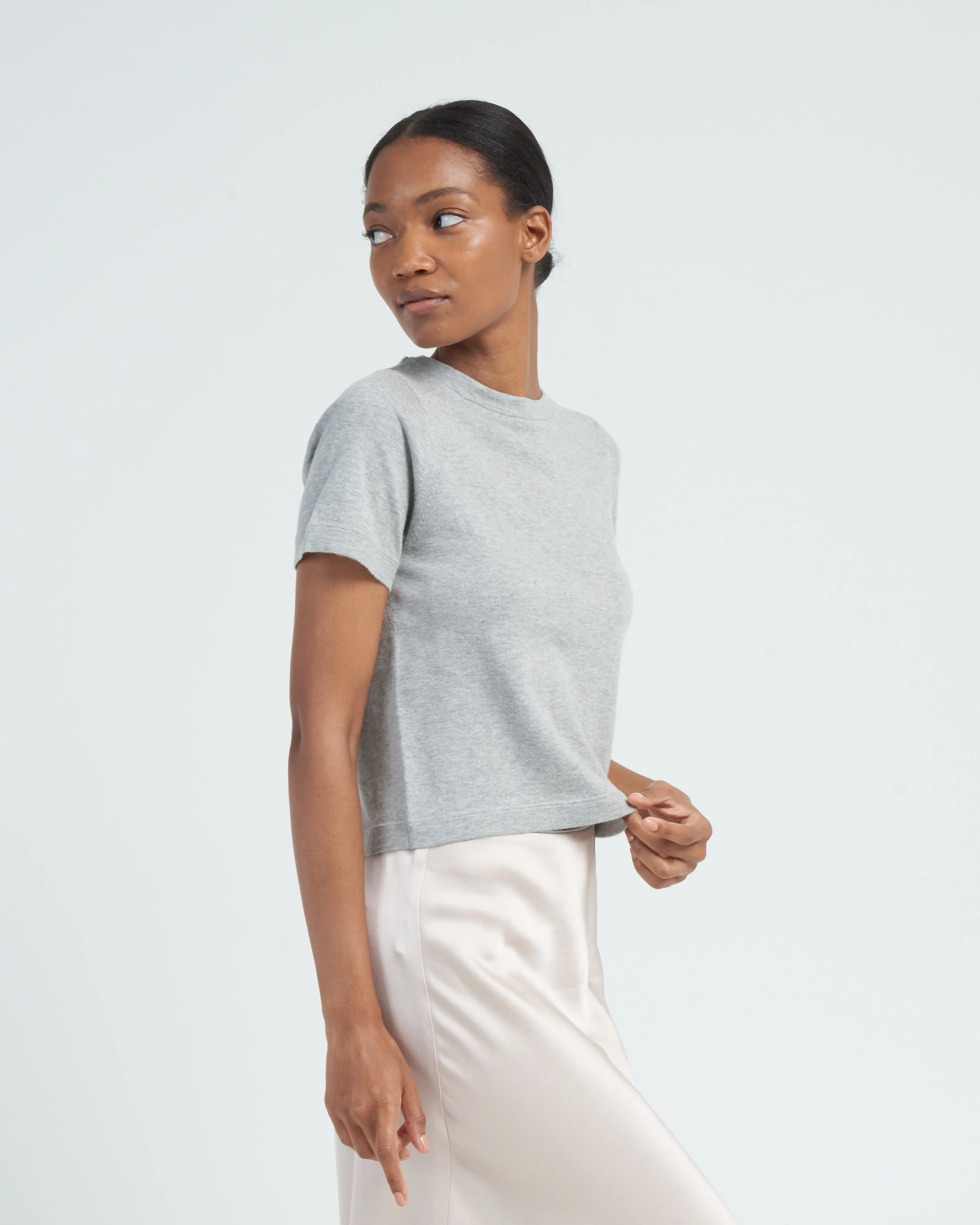 cotton cashmere tee - grey