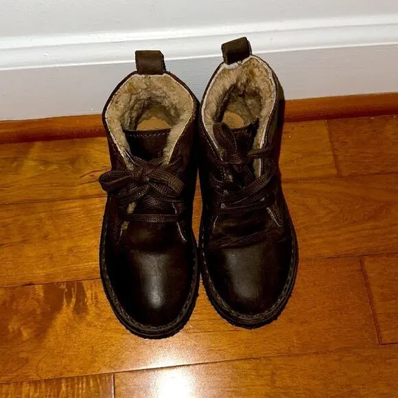 Crewcuts J. Crew Brown Fur Lined Nubuck Chukka Boots Sz 11