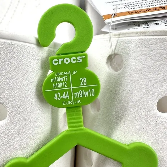 Crocs Classic Slide Sandals, Size Women's 12, Men's 10, White