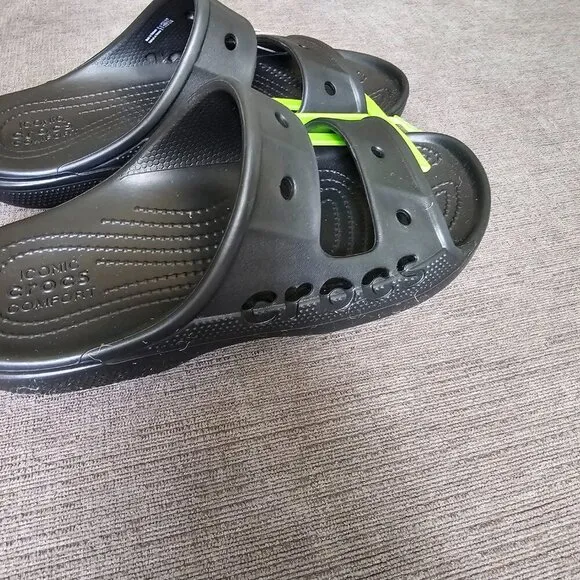 Crocs Unisex Black Baya Slides Sandals Size W-9 And M-7