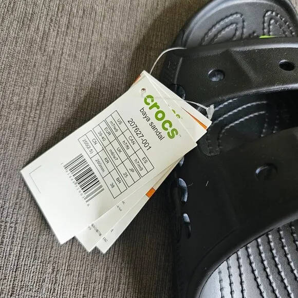 Crocs Unisex Black Baya Slides Sandals Size W-9 And M-7