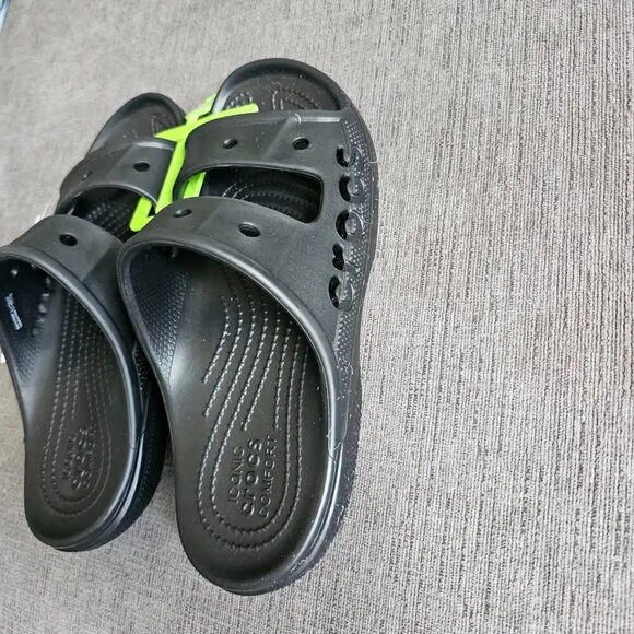 Crocs Unisex Black Baya Slides Sandals Size W-9 And M-7