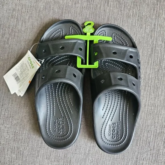 Crocs Unisex Black Baya Slides Sandals Size W-9 And M-7