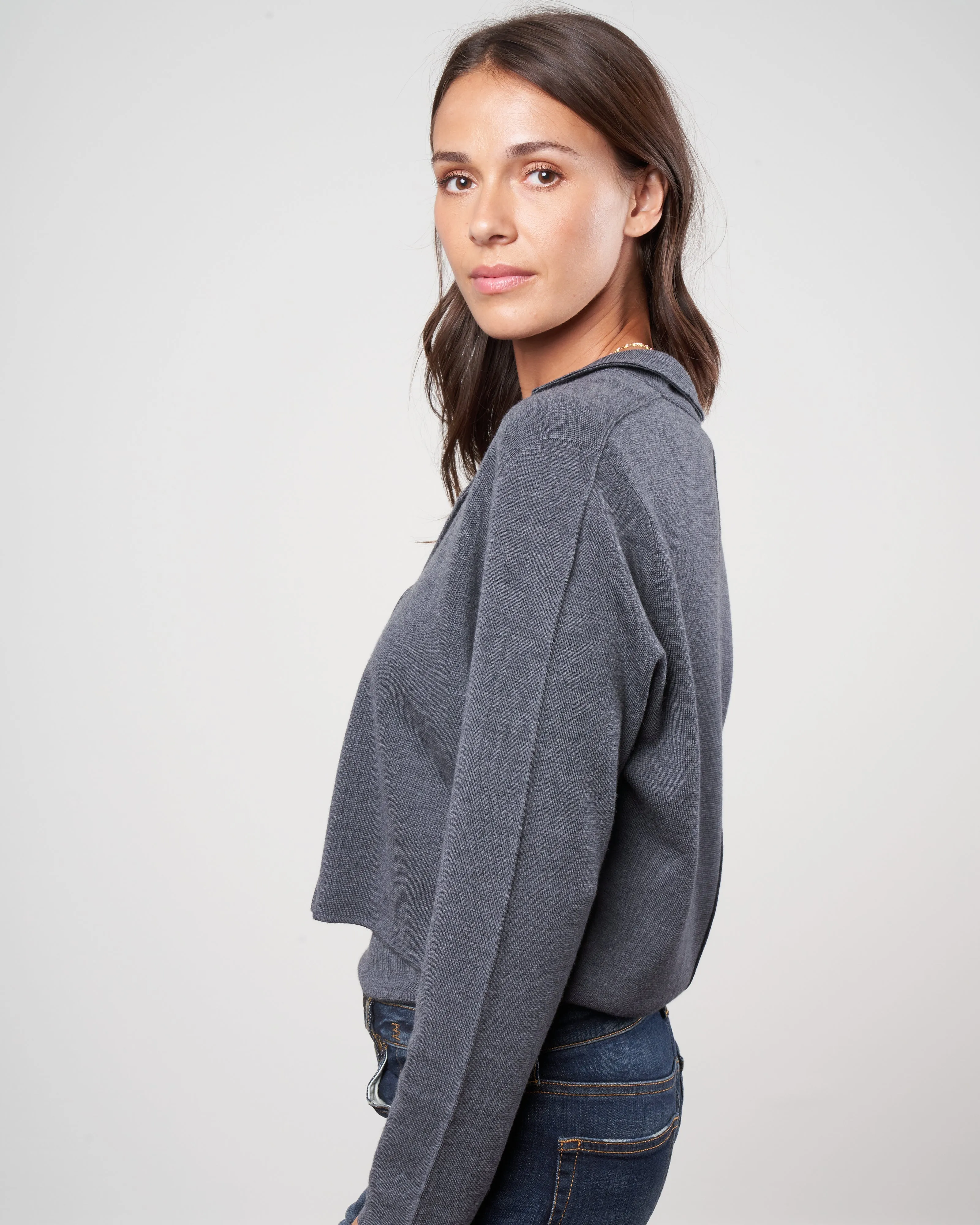 cropped cardigan - charcoal