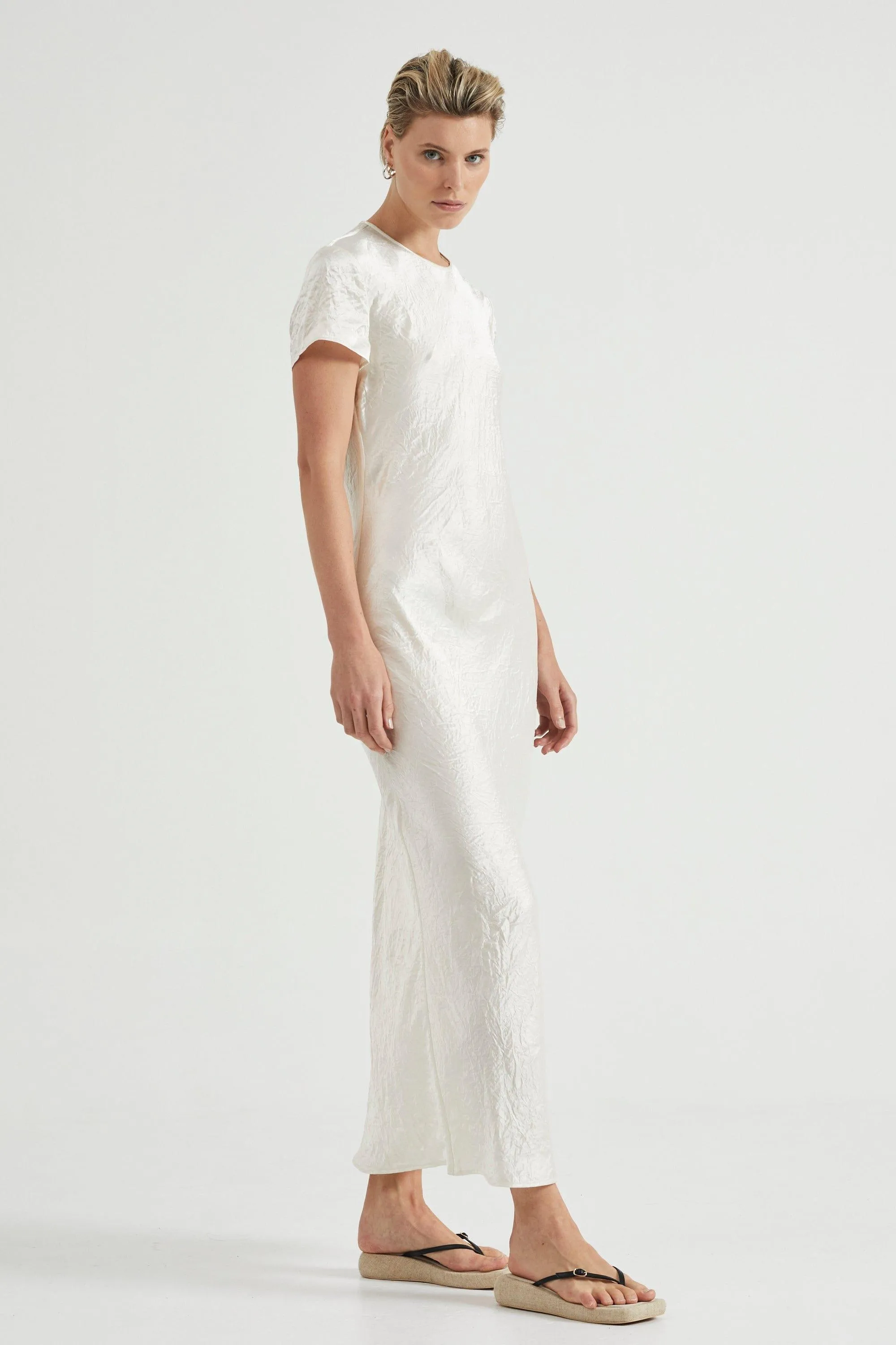 CRUSH BIAS TEE MAXI DRESS | CREAM