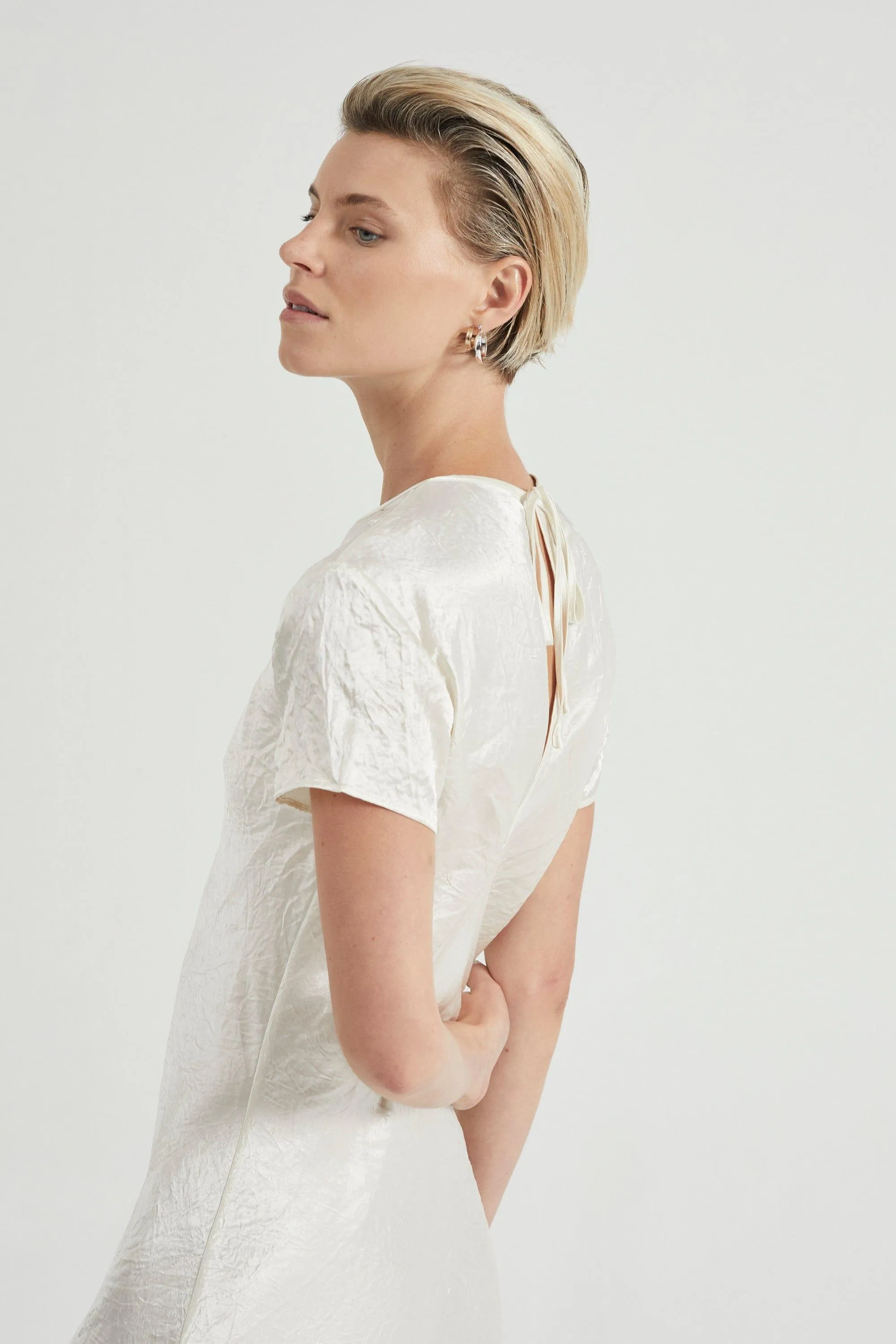 CRUSH BIAS TEE MAXI DRESS | CREAM