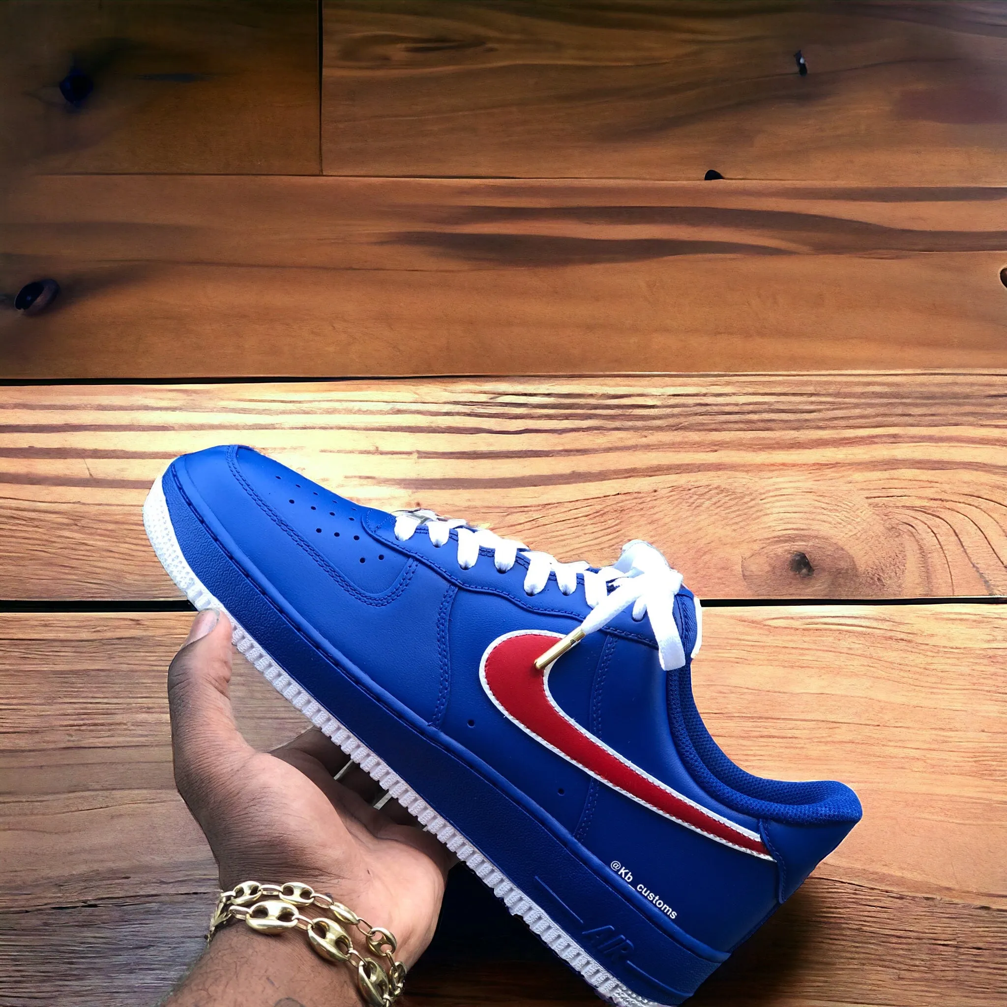 Custom Blue and Red Air Force 1s