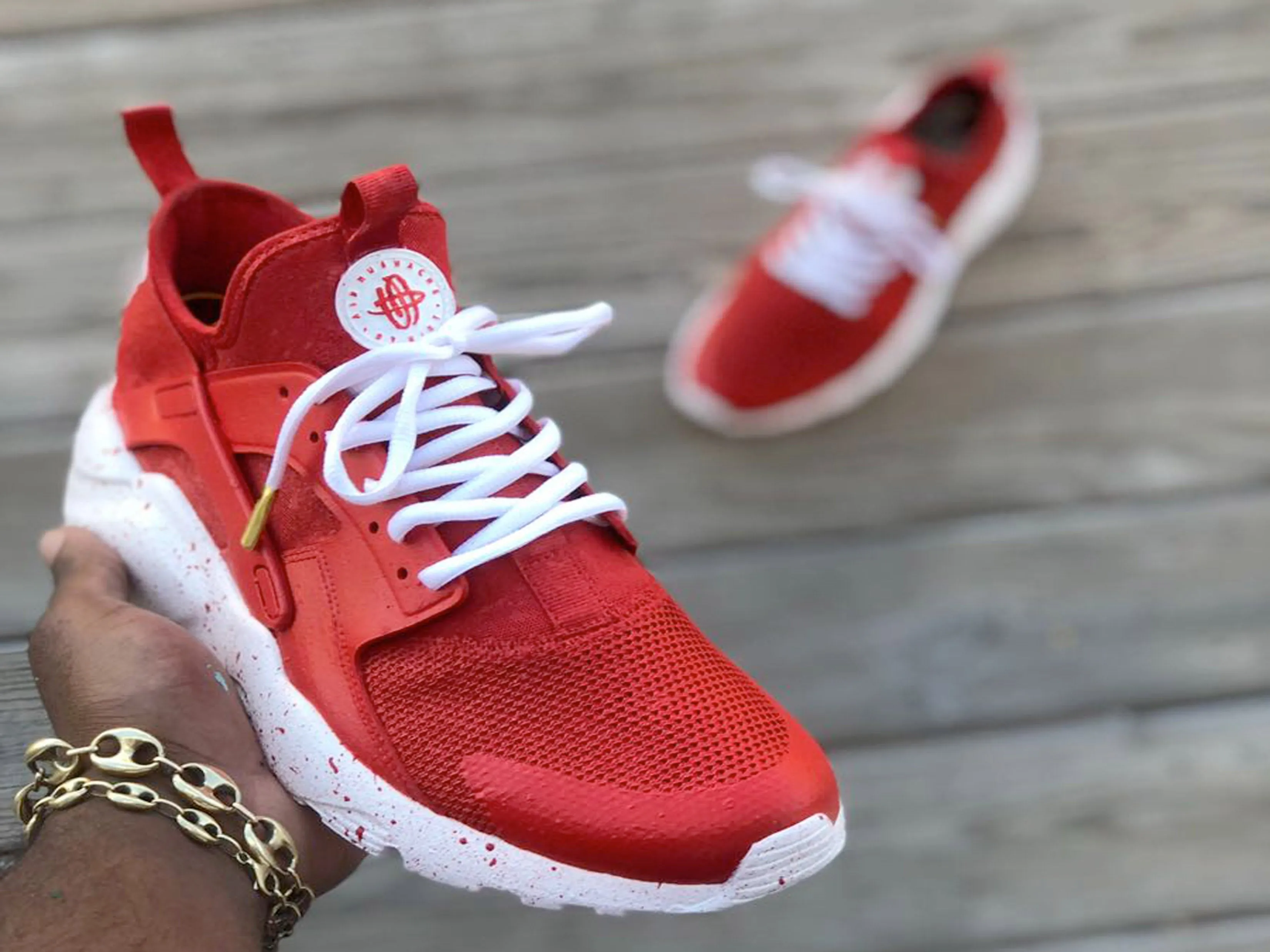 Custom Red and White Nike Huaraches
