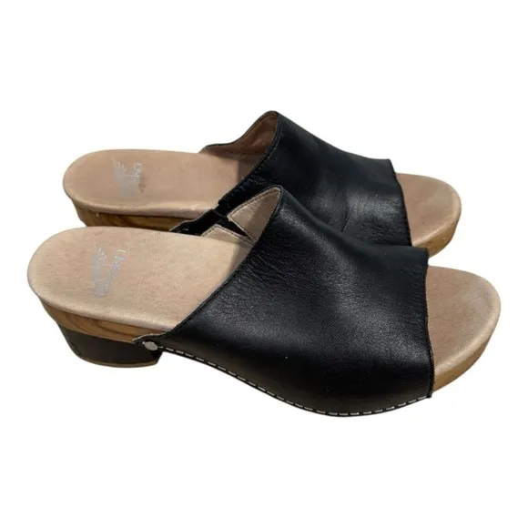 Dansko Womens Maci Comfort Sandals Black Block Heel Slip On Size 37 US 6.5-7