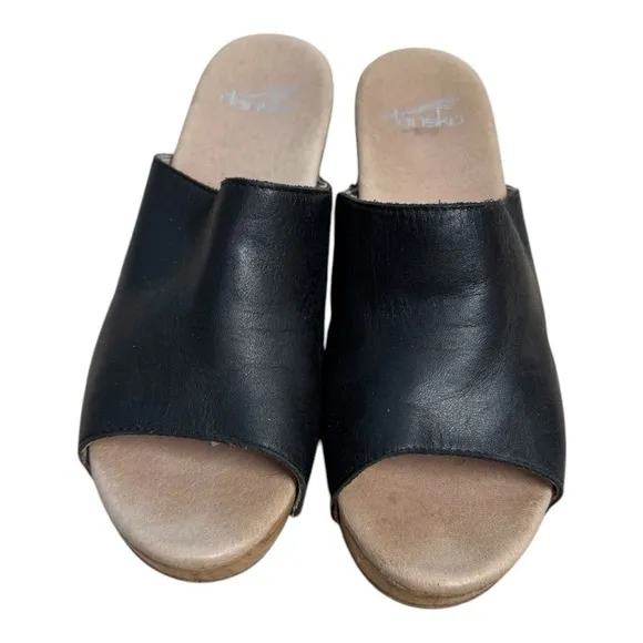 Dansko Womens Maci Comfort Sandals Black Block Heel Slip On Size 37 US 6.5-7