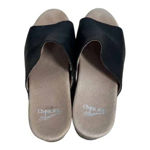 Dansko Womens Maci Comfort Sandals Black Block Heel Slip On Size 37 US 6.5-7