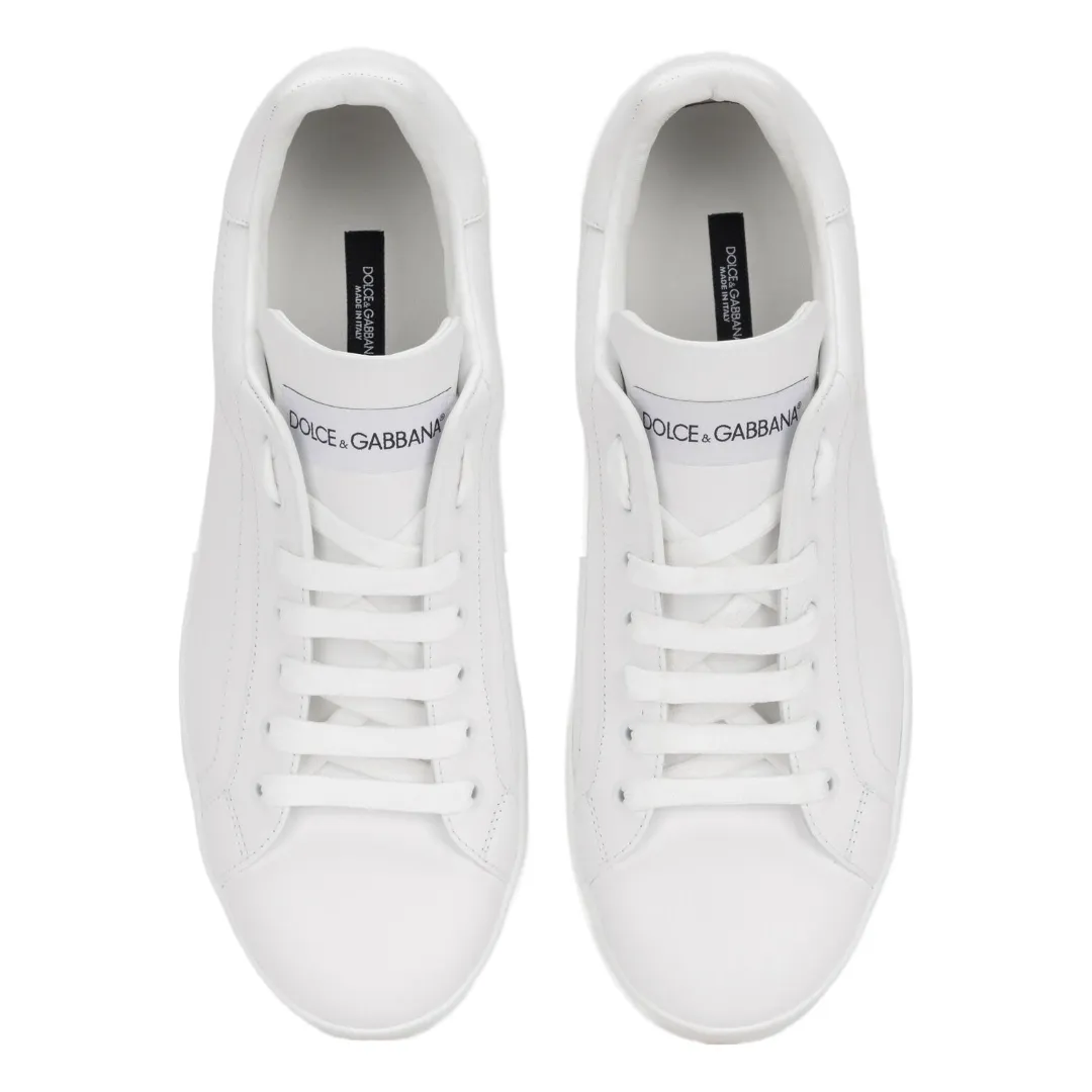 DOLCE & GABBANA CALFSKIN PORTFINO SNEAKERS WHITE