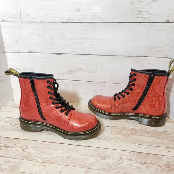 Dr. Martens New kids red glitter boots