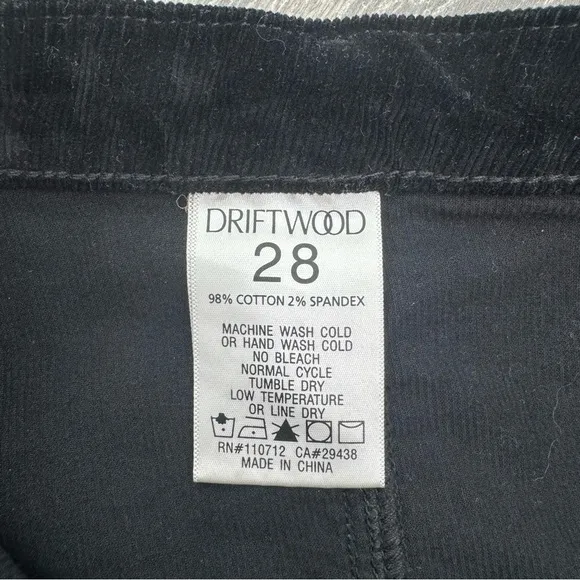 Driftwood Black Corduroy Southwestern Aztec Embroidered Skirt Size 28 NWT