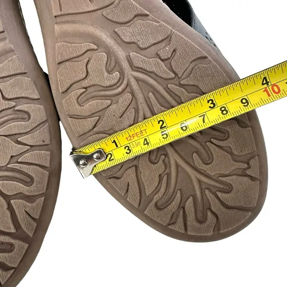 Earth Camellia Ballston Black Leather Perforated Flat Sandals Women’s Size 9.5M