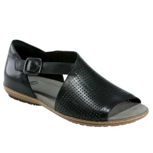 Earth Camellia Ballston Black Leather Perforated Flat Sandals Women’s Size 9.5M