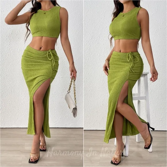Electric Lime Skirt Set