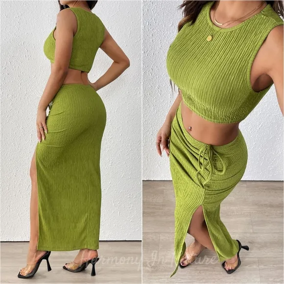 Electric Lime Skirt Set