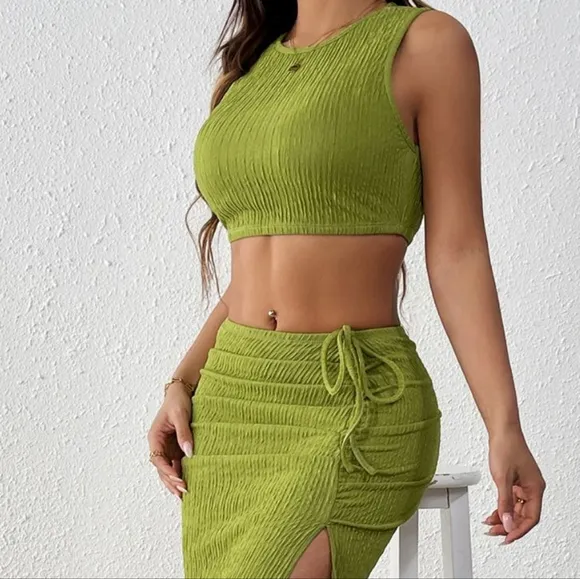 Electric Lime Skirt Set