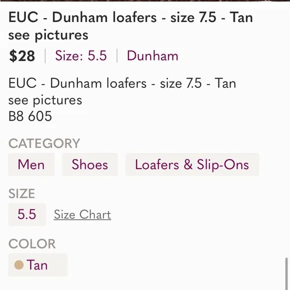 Excellent Preowned Condition Dunhams Loafers Size 7.5.