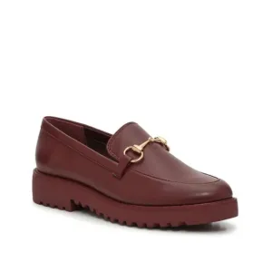 Franco Sarto Cason Faux Leather Chunky Platform Loafers Burgundy