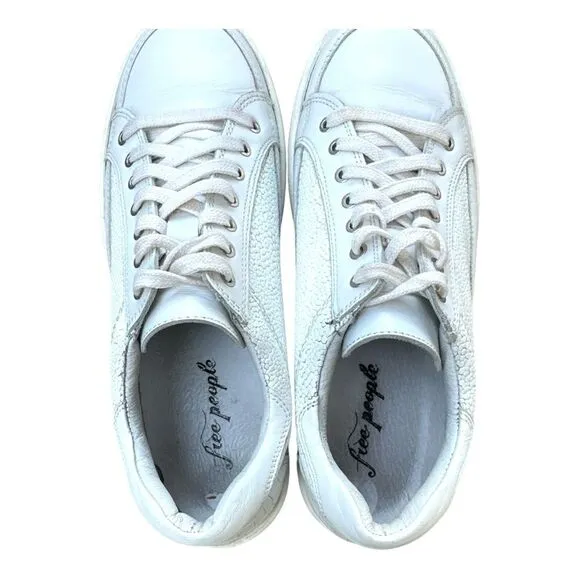 Free People Letterman White Leather Women's Platform Sneaker Shoes Size 40 / 9.5