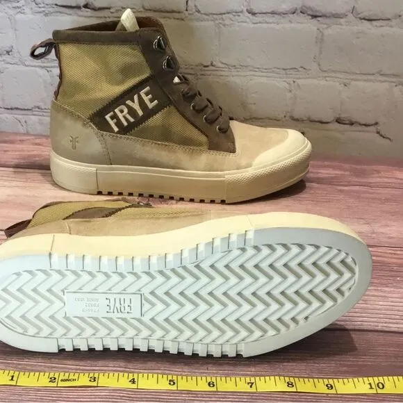 Frye Gia Lug Trail Sneaker Boots High Top Platform Tan Brown 6