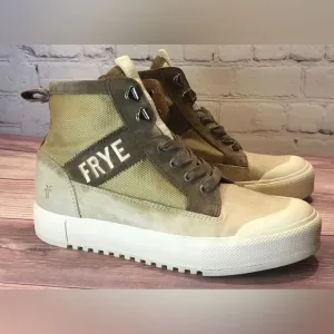 Frye Gia Lug Trail Sneaker Boots High Top Platform Tan Brown 6