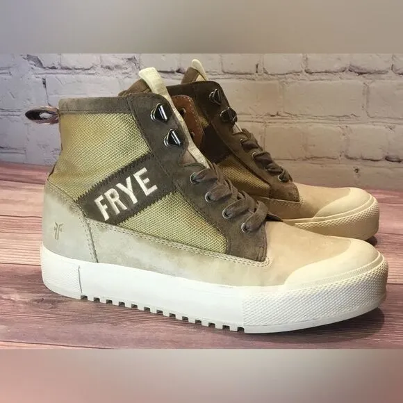 Frye Gia Lug Trail Sneaker Boots High Top Platform Tan Brown 6
