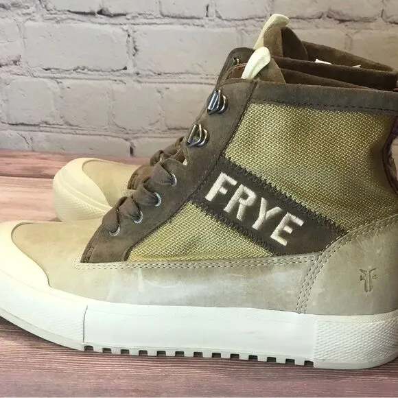 Frye Gia Lug Trail Sneaker Boots High Top Platform Tan Brown 6